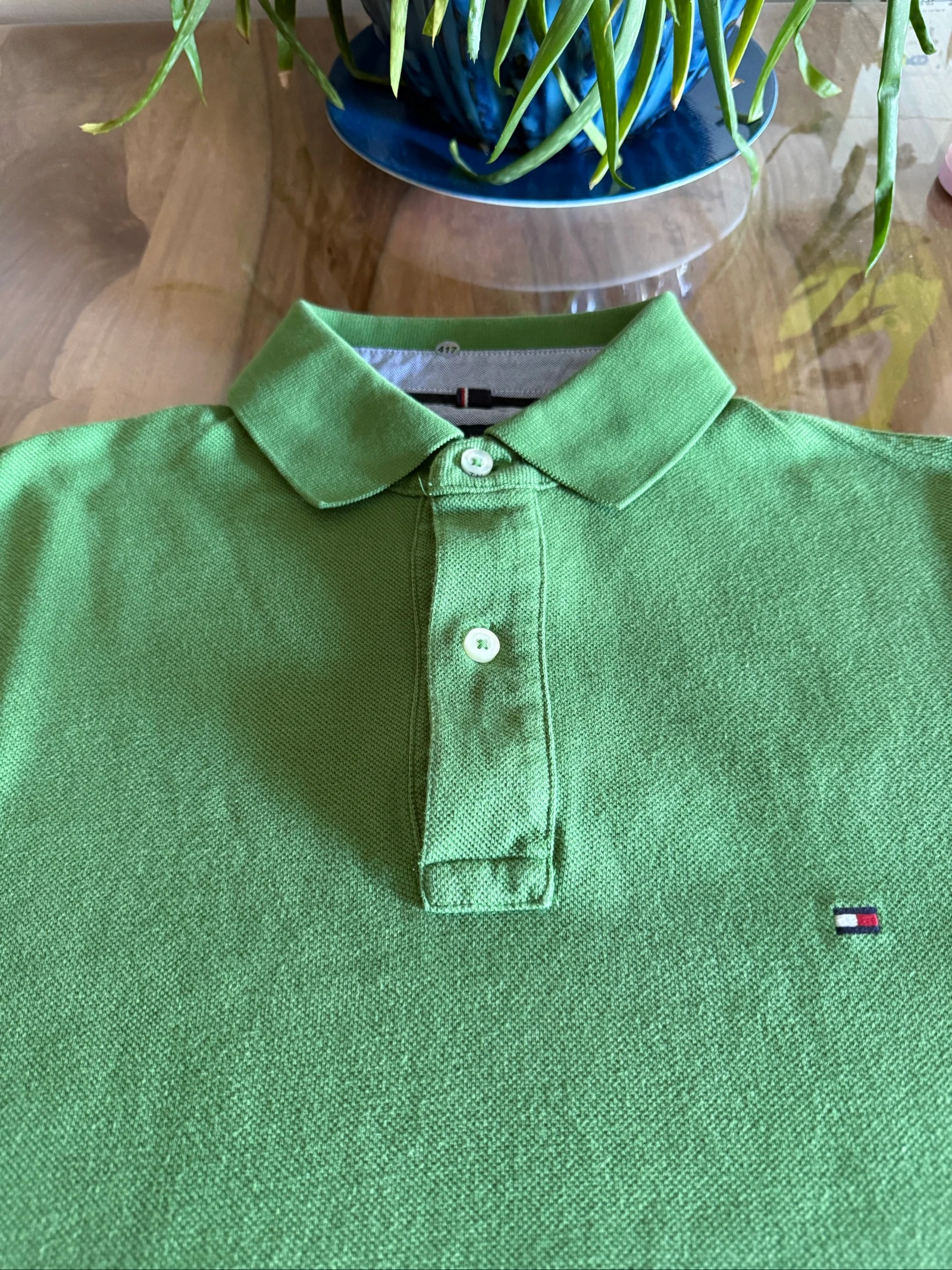 Men's Tommy Hilfiger S Classic Fit green polo – 100% cotton – photo 5